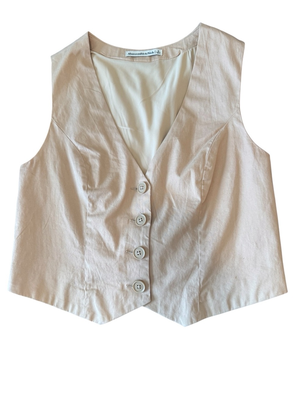 Abercrombie & Fitch Cream Button-Front Tailored Vest